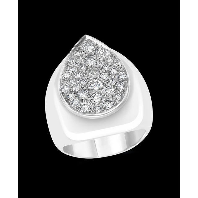 4.2 Carat Pave Diamonds Unisex Cocktail Ring 34 Grams 14 Karat White Gold Estate For Sale - Image 16 of 18