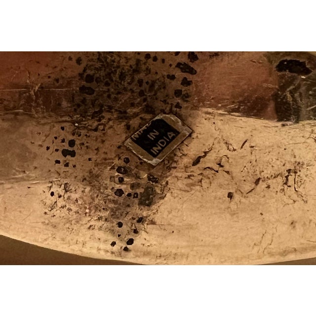 Chic Vintage Oval Polished Brass Hammered Vase Bowl For Sale - Image 6 of 6