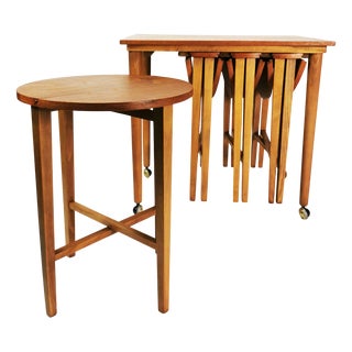 Mid-Century Side Tables attributed to P. Hundevad for Novy Domov, Former Czechoslovakia, 1960s, Set of 5 For Sale