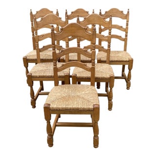 Vintage French Country Ladder Back Chairs - Set of 6l For Sale