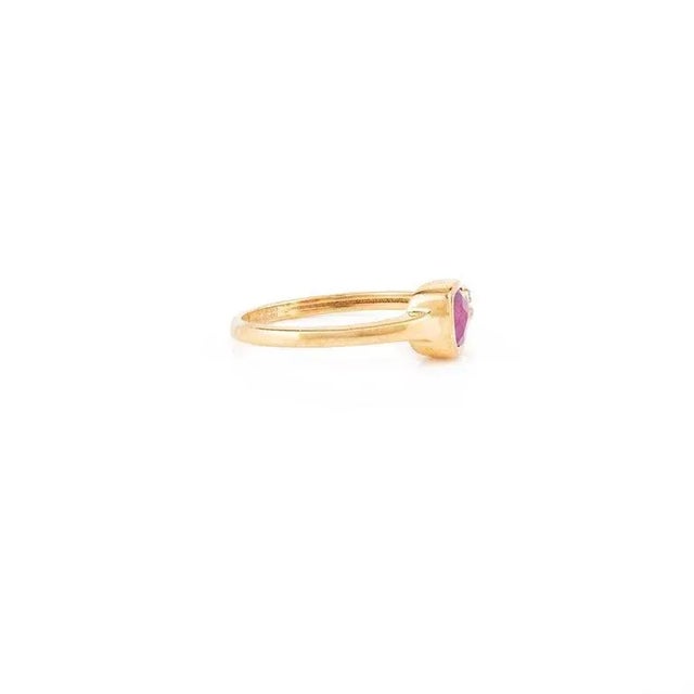 Not Yet Made - Made To Order 18k Yellow Gold Cushion Cut Ruby & Diamond Open Ring Size 5 For Sale - Image 5 of 12