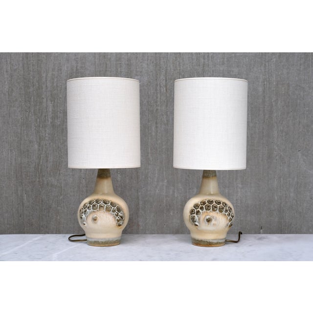 1960s Drip Glazed Ceramic Table Lamps by Einar Johansen for Søholm, Denmark, 1960s, Set of 2 For Sale - Image 5 of 12