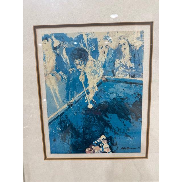 Art Deco Leroy Neiman at the Billiards Circa 1990's Signed Print Framed For Sale - Image 3 of 3