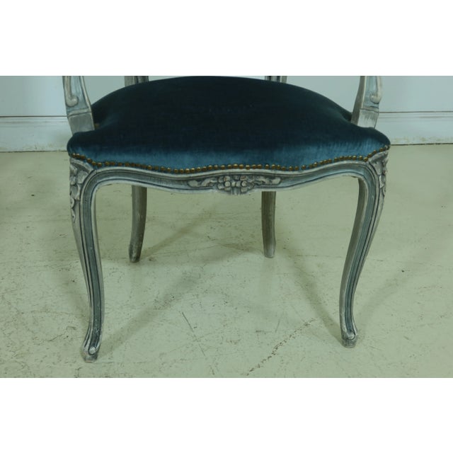 1970s Pair French Louis XV Style Decorator Open Armchairs For Sale - Image 5 of 13