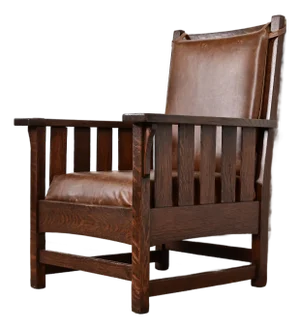 Charles Stickley Antique Mission Oak Arts & Crafts Lounge Chair, Newly Refinished