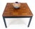 Parquetry Teak Top 28x28" Square Top Black Lacquer Top Side End Table MINT For Sale - Image 9 of 13