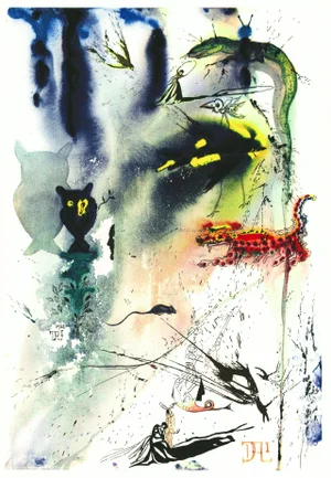 Salvador Dalí "A Caucus Race and a Long Tail" 1969 Héliogravure From "Alice in Wonderland" (Edition of 100)