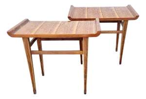 Wooden Italian Side Tables, Italy, 1960s, Set of 2
