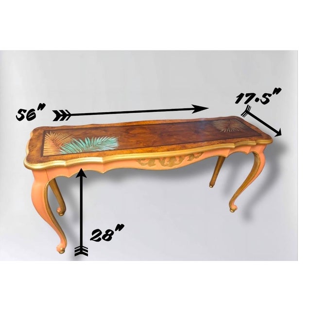 1960s Blush & Gilded Italian Rococo Console Table For Sale - Image 4 of 11