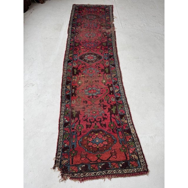 1920s Lilihan with Deep Pinks, Ocean Blues, and Nice Greens Rug 2.10 x 10.6 For Sale - Image 10 of 11