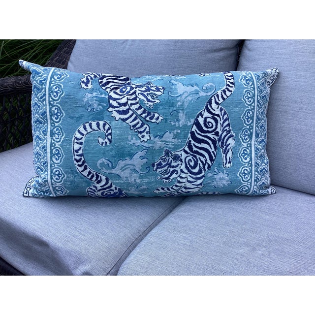 Lee Jofa Lee Jofa Blue Bengal Tiger Pillow Covers For Sale - Image 4 of 5