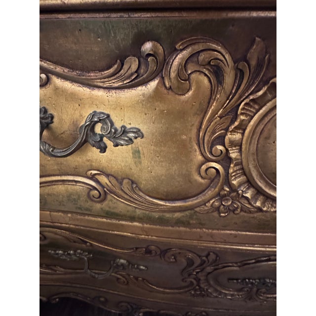 Vintage Weiman Marble Top Gilt Louis XV Style Bombe Chest / Commode For Sale In Houston - Image 6 of 9