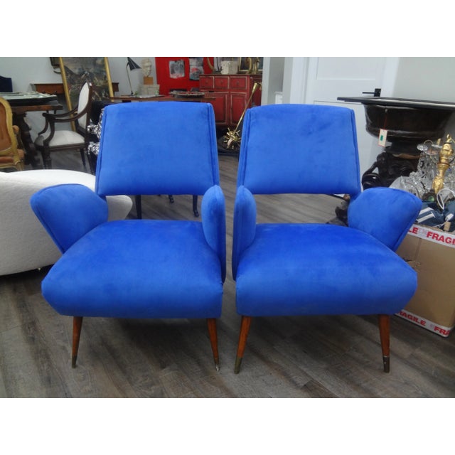 Near Pair of Italian Gio Ponti Inspired Lounge Chairs For Sale - Image 10 of 10