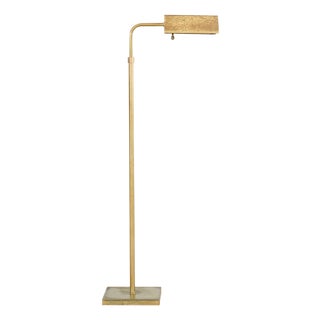 Mid 20th Century Mid-Century Modern Adjustable Patinated Brass Pharmacy Floor Lamp For Sale