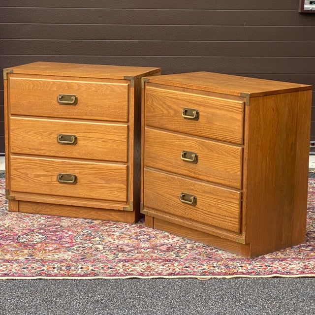 Vintage Solid Oak Campaign Style Bachelor’s Chests a Pair Chairish