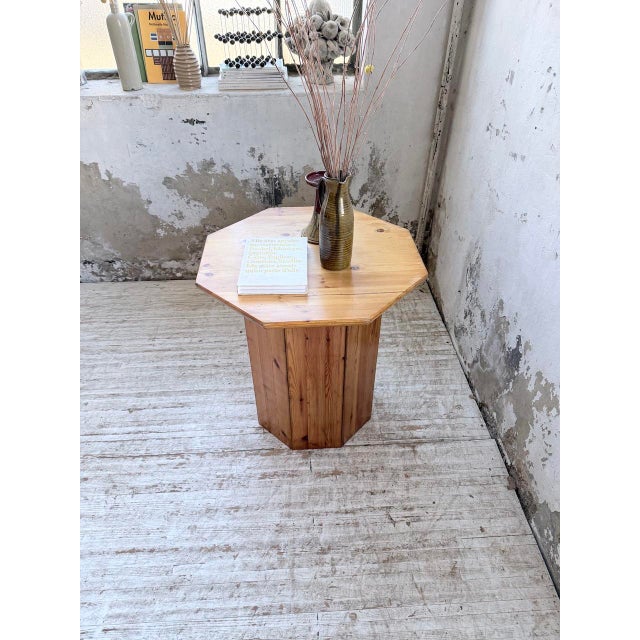 Hexagonal Pine Console Table from Regain, 1970s For Sale - Image 8 of 18