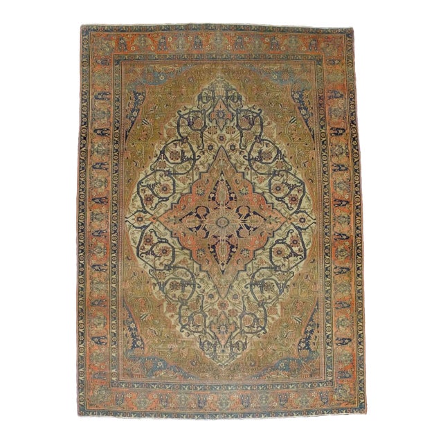Fine Antique Persian Mohtasham Kashan Rug 4’7” X 6’5” For Sale