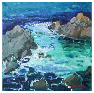 Jackson, Costa Brava, Blue and Green, 2010, Oil on Board