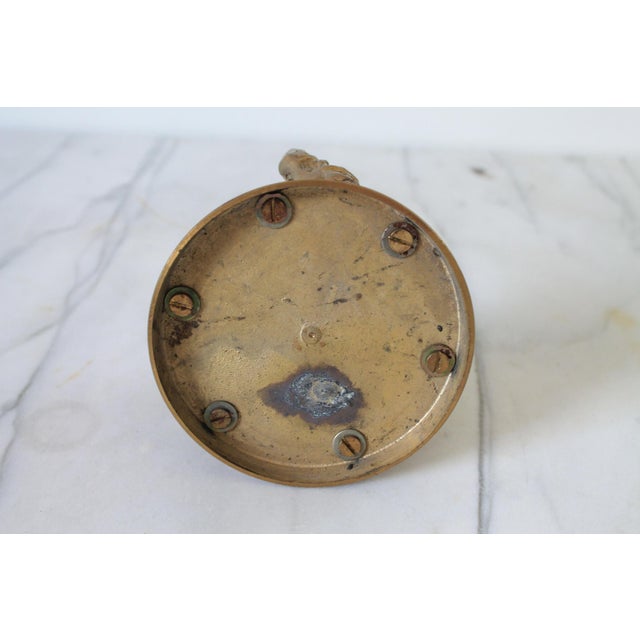 Vintage Brass Elephant Trio Base W/ Bubble Art Glass Sphere For Sale - Image 9 of 10