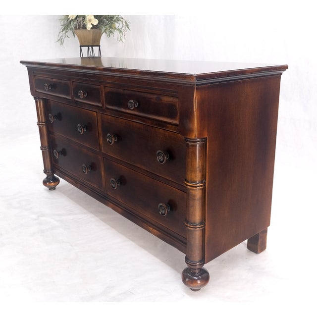 Large 7 Drawer Faux Bamboo Legs Turned Knobs Italian Dresser Commode Chest For Sale - Image 9 of 12