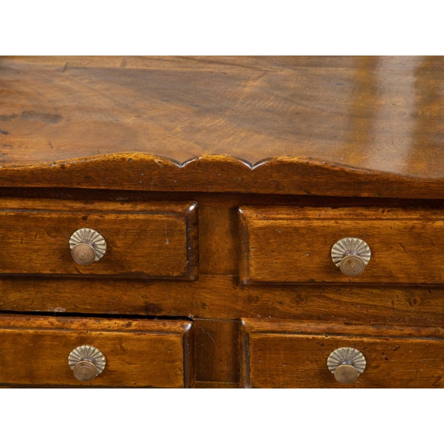 French French, 1900s, Walnut Side Table with Carved Tray Top and Four Small Drawers For Sale - Image 3 of 12