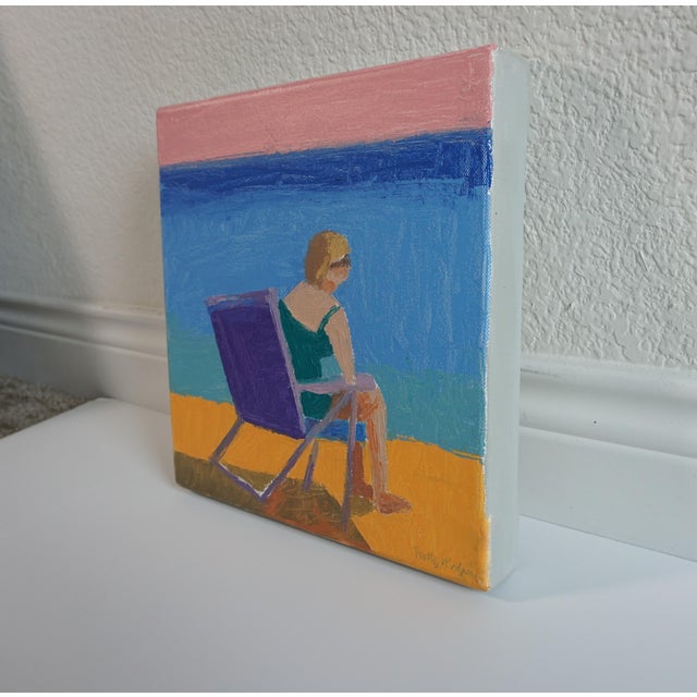 Woman on Beach Figurative Oil Painting For Sale - Image 4 of 5