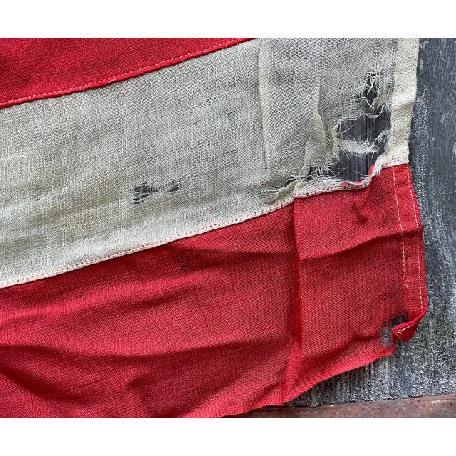 Rare Antique American Flag 46 Stars Circa 1908 All Sewn Wool Great Condition and Natural Fade Size 5’x8’ For Sale - Image 11 of 12