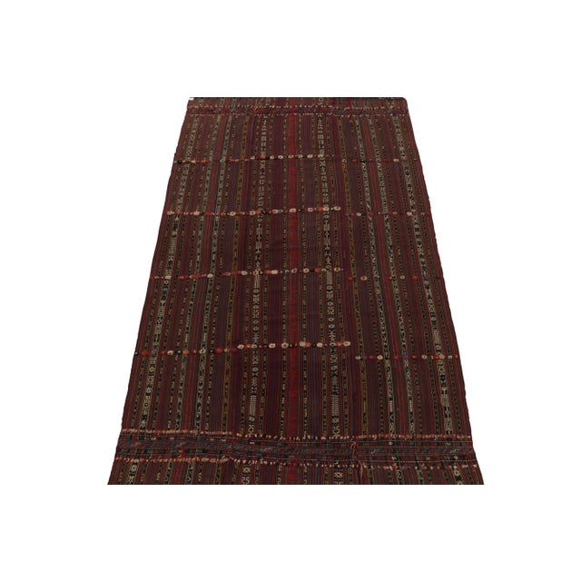 Tribal 1950s Vintage Persian Tribal Kilim Rug in Rich Red & Brown Geometric Pattern For Sale - Image 3 of 7