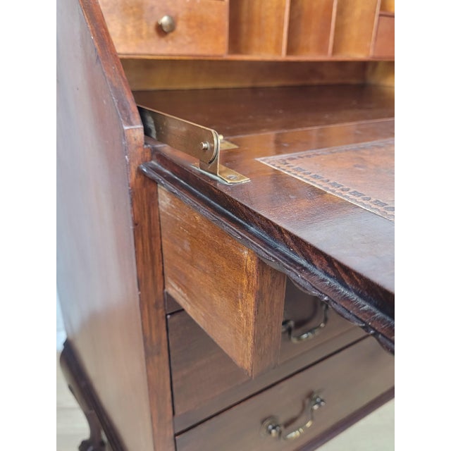 Vintage Writing Secretary in Leather, 1930s For Sale - Image 11 of 18