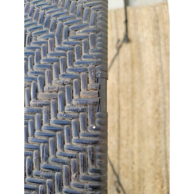 Vintage Demi-Lune Wicker Iron Tortoiseshell Bamboo Wood Half Moon Entry Accent Tables For Sale - Image 11 of 12