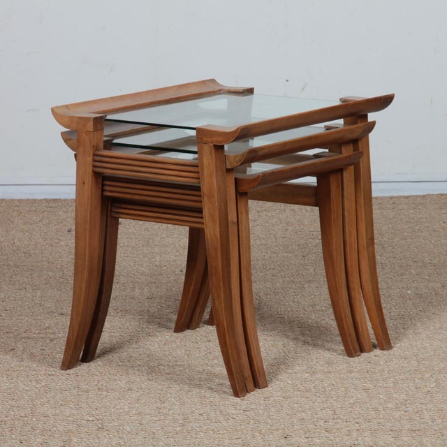 1940s Walnut Nesting Tables by Maxime Old, 1940, Set of 3 For Sale - Image 5 of 10