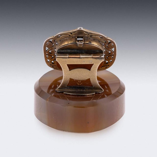 Antique French Gilt Silver Photograph Frame on Agate Base, 1890s For Sale - Image 6 of 15
