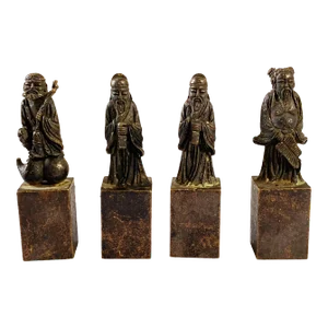 Vintage Chinoiserie Bronze Miniatures Weights Set of 4