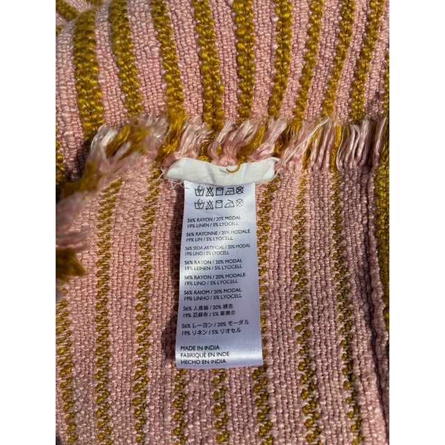 Single Curtain Panel of Pink and Chartreuse Stripes For Sale In San Antonio - Image 6 of 6