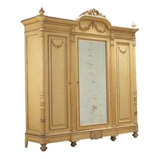 Neoclassical Style Wardrobe in Lacquered Cherry and Walnut For Sale