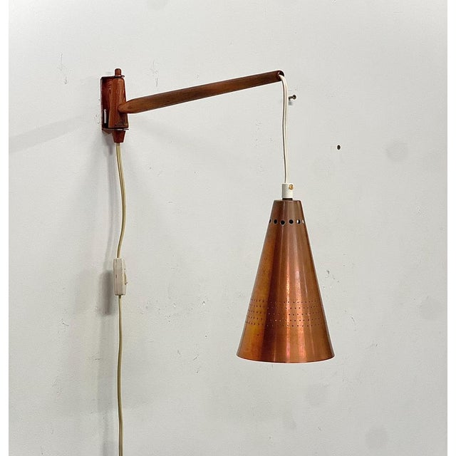 Swedish Wall Lamp in Teak and Copper by Hans-Agne Jakobsson for Hans-Agne Jakobsson Ab Markaryd, 1960s For Sale - Image 11 of 11