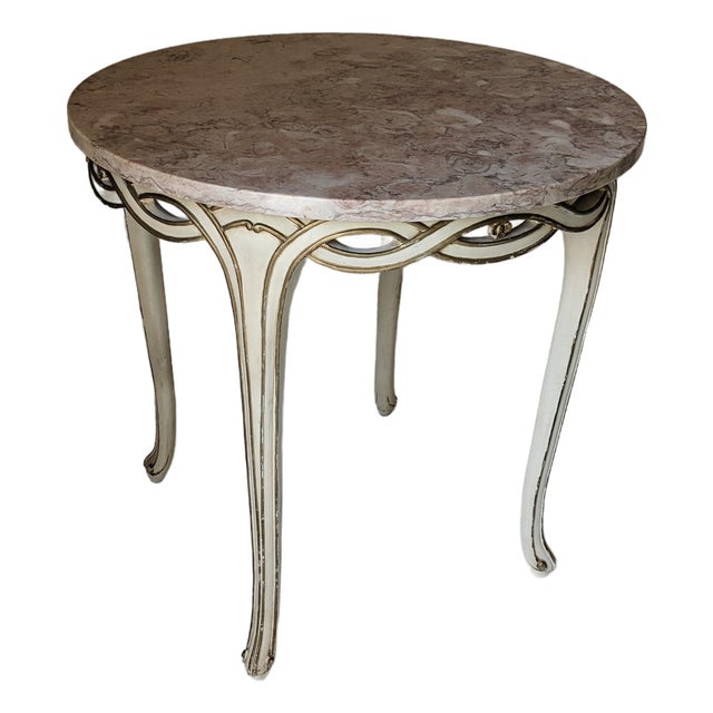 1920s Italian Pink Marble Cafe Style Side Table For Sale
