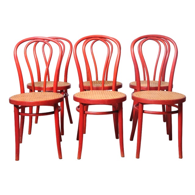 Vienna Straw Chairs in the style of Thonet, 1970s, Set of 6 For Sale