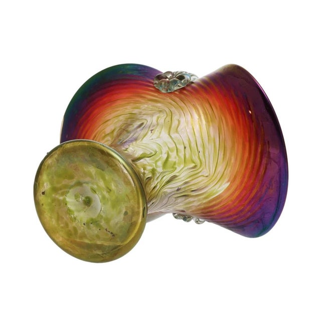 Josef Rindskopf Pepita Iridescent Art Nouveau Bohemian Glass Basket Vase c.1905 For Sale In Philadelphia - Image 6 of 6
