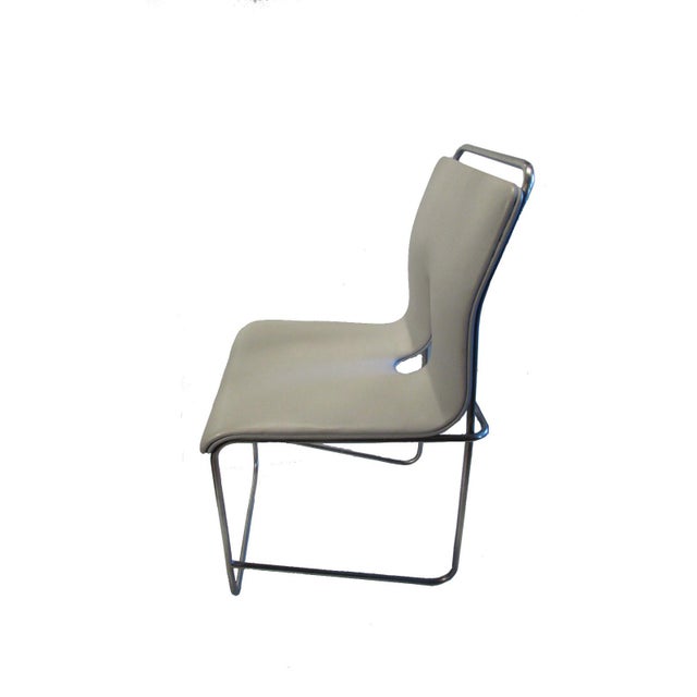 Mid-Century Italian Modern Grey Leather Chairs, Ca 1960 - Set of 2 For Sale - Image 4 of 6