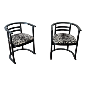 Pair of 1950s Bauhaus Armchairs Attributed to Josef Hoffmann for Thonet