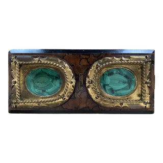 19th Century Betjemann & Sons Gilt Brass, Malachite & Walnut English Book Slide Case For Sale
