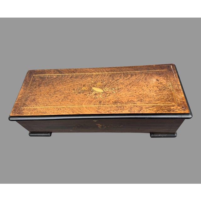 Antique Victorian Inlay Swiss 12 Tune 28" Cylinder Music Box For Sale - Image 9 of 12