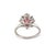 Late 20th Century Vintage 18k White Gold Gia 3.93ctw Burma Ruby Halo Diamond Floral Cocktail Ring, Size 6.5 For Sale - Image 5 of 8