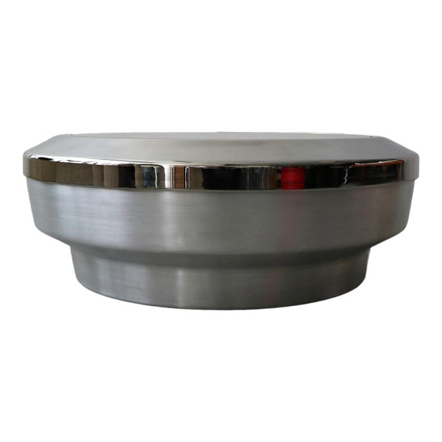 Round Aluminum Chrome and Mirror Drum Canister Coffee Table by Gj