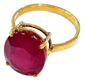 Bochic "Orient" Vintage Oval Shape Ruby Ring - 18K Gold & Silver