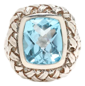 Slane Blue Topaz Basketweave Ring, Sterling Silver, Ring Size 7