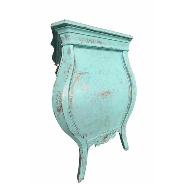 Hooker Furniture Hooker Furniture Turquoise Bombe Dresser – Hand Finished 7 Drawer French Provincial Chest, Ornate Gold Hardware For Sale - Image 4 of 11
