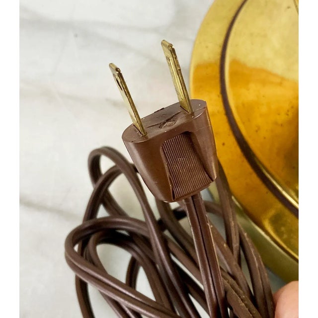 Vintage Hollywood Regency Palm Tree Faux Rattan Brass Table Lamp - a Pair For Sale - Image 10 of 10