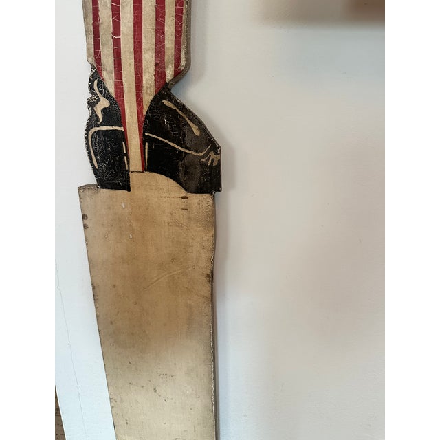 Ink Blue First Half 20th Century Large Patriotic Wood Uncle Sam Figure For Sale - Image 8 of 8